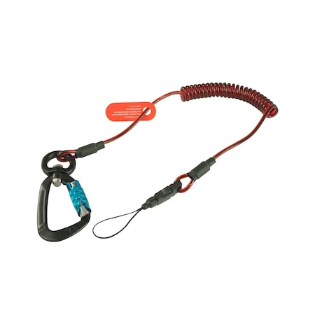 Gripps Coil E-Tether With Dual Locking Carabiner, 10PK H01054-10